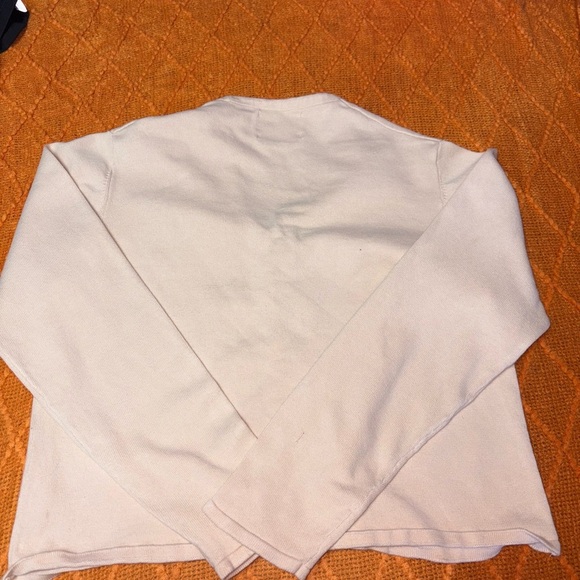 Zara Cream Knit Sweater V-Neck - Picture 4 of 4